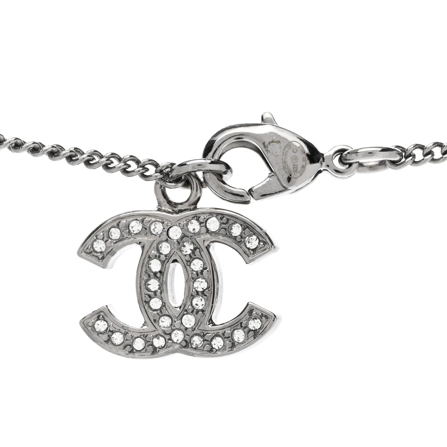 Crystal Resin CC Star Drop Necklace Silver Blue