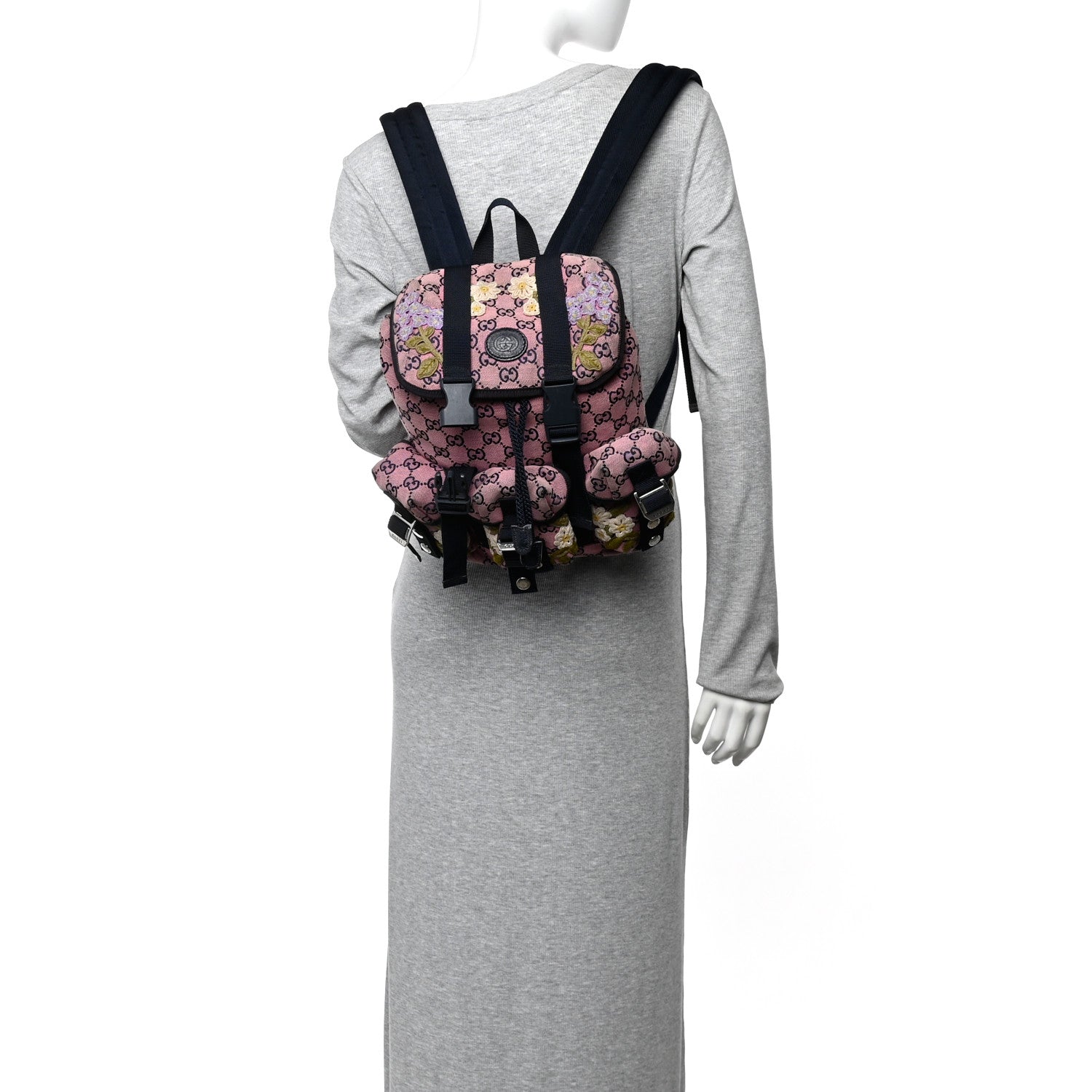 Gucci Monogram Multicolor Floral Embroidered Large Retro