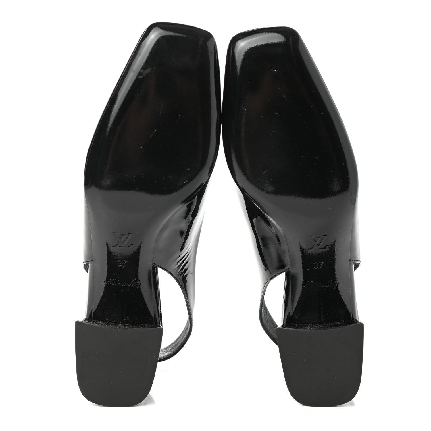 Louis Vuitton Patent Calfskin Madeleine Slingback Pumps 37 Black 5 of 9