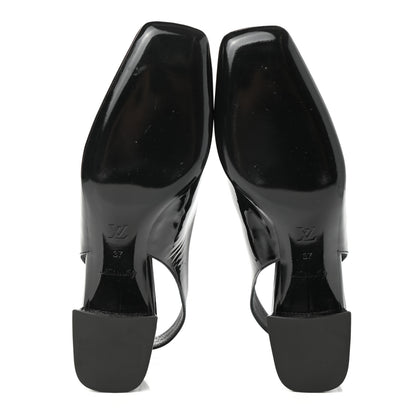 Louis Vuitton Patent Calfskin Madeleine Slingback Pumps 37 Black 5 of 9