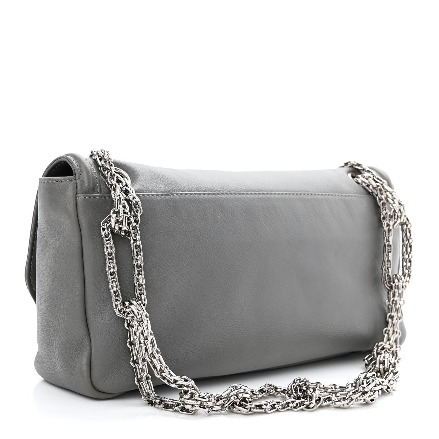 Grained Calfskin Mademoiselle Lock Bijoux Chain Flap Grey