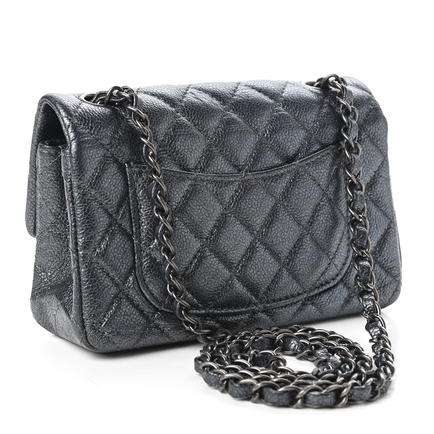 Chanel Pearly Caviar Quilted Mini Rectangular Flap Grey 3 of 10