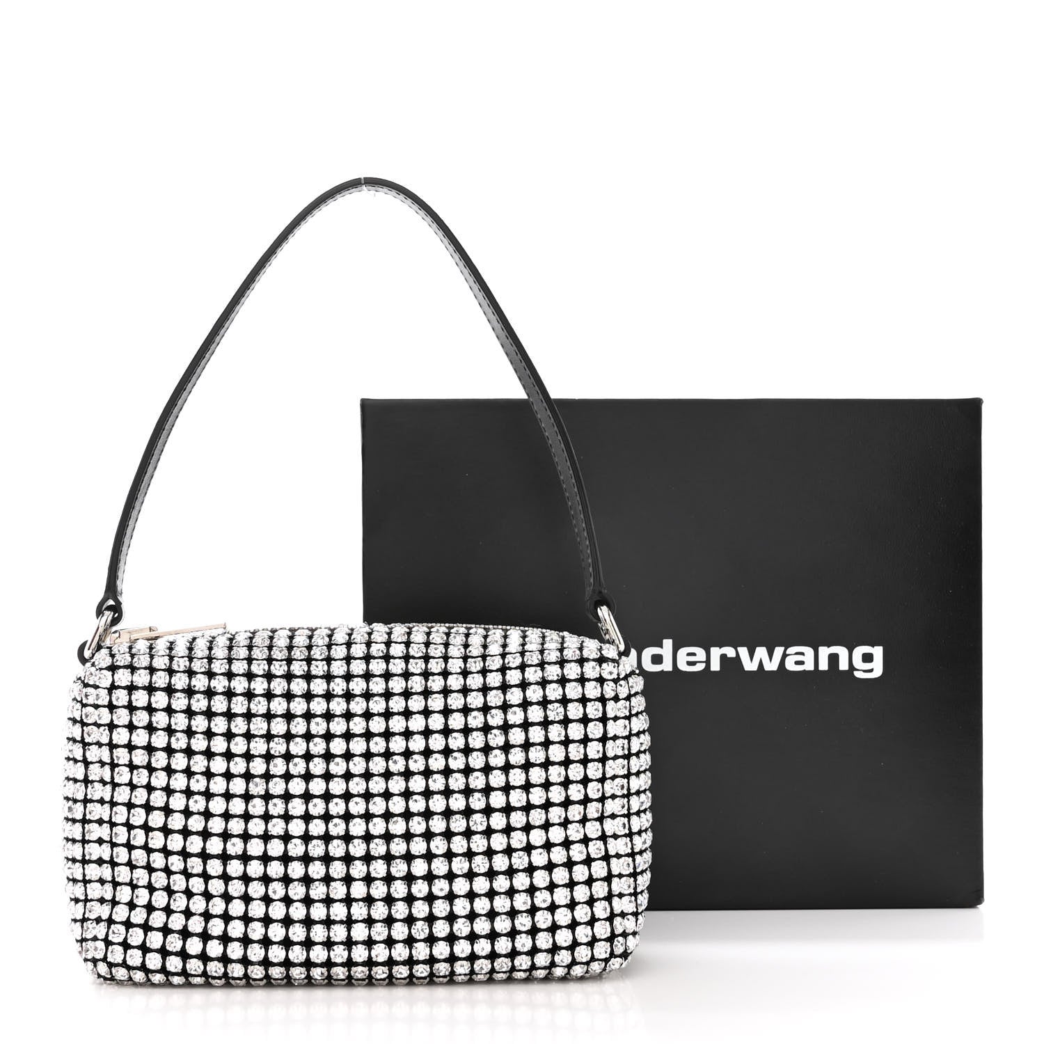 Alexander Wang Mesh Crystal Rhinestone Mini Heiress Pouch Black Silver 11 of 11