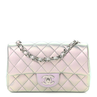 Chanel Iridescent Calfskin Quilted Mini Rectangular Flap Light Purple 1 of 9