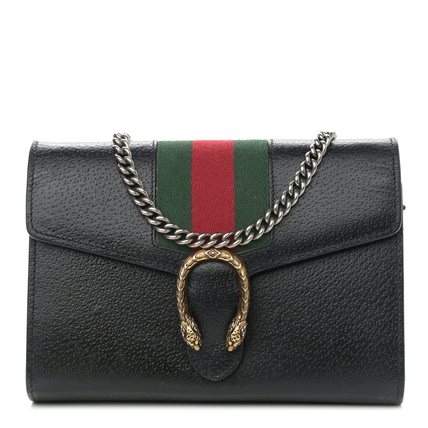 Calfskin Web Mini Dionysus Chain Wallet Black