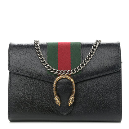 Gucci Calfskin Web Mini Dionysus Chain Wallet Black 1 of 13