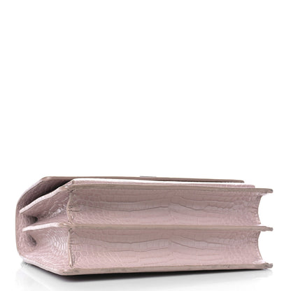 Saint Laurent Calfskin Crocodile Embossed Medium Monogram Sunset Powder Pink 4 of 11