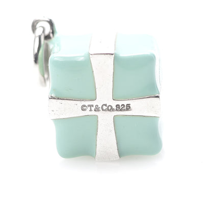 Tiffany Sterling Silver Enamel Gift Box Charm Blue 3 of 4