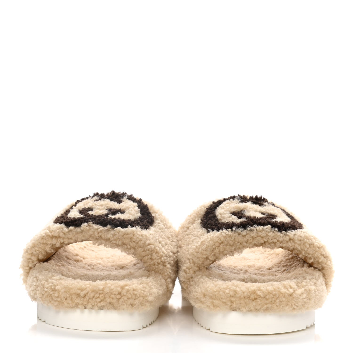 Gucci Shearling Womens Eileen Slide Sandals 38 Cocoa Butterscotch 2 of 11
