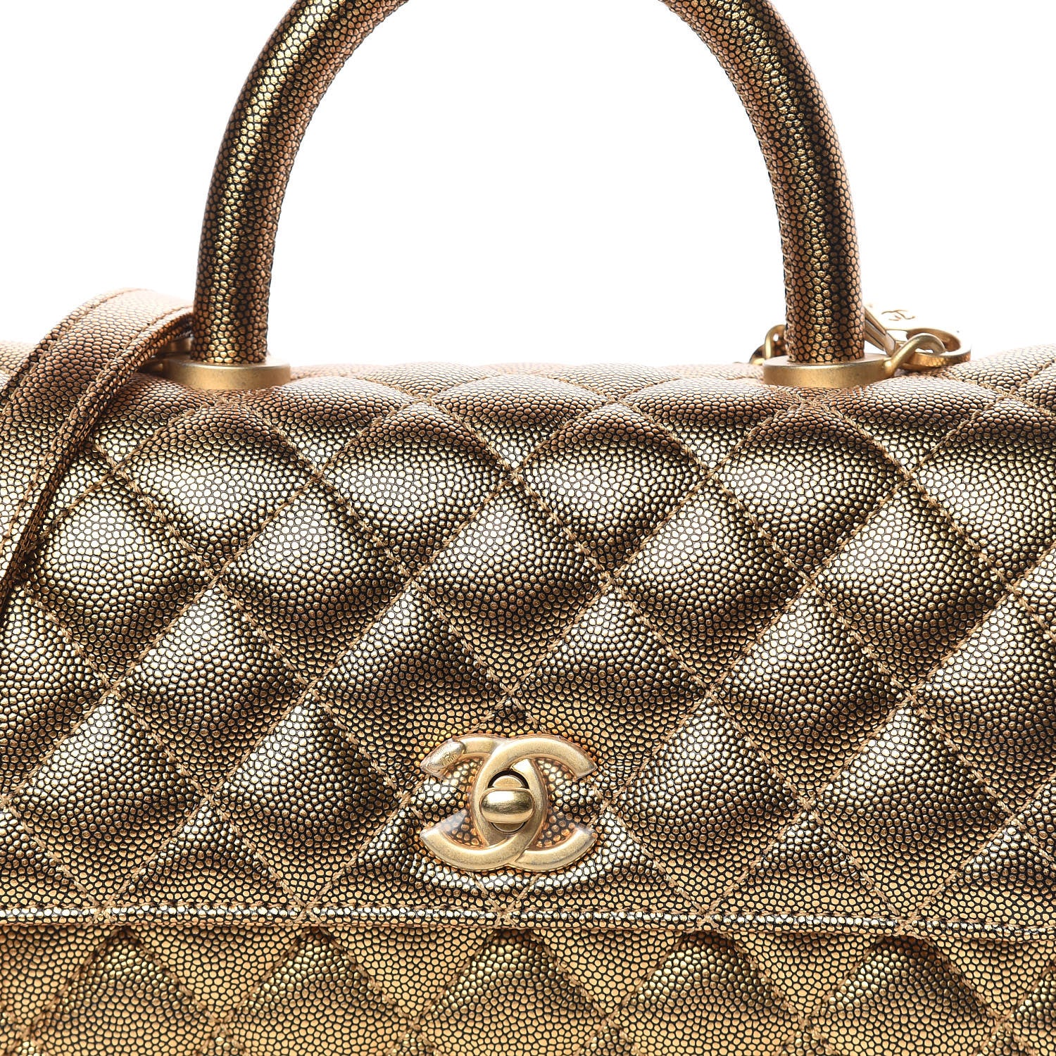 Chanel Metallic Caviar Quilted Mini Coco Handle Flap Gold 12 of 13