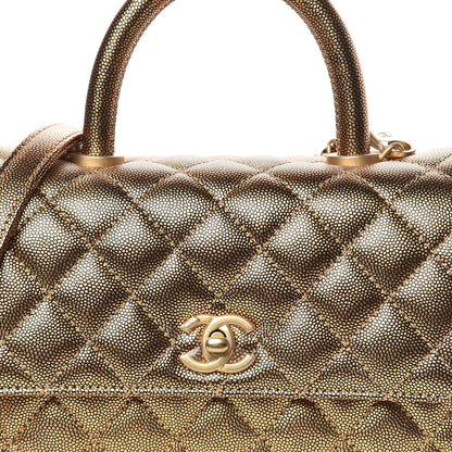 Chanel Metallic Caviar Quilted Mini Coco Handle Flap Gold 12 of 13