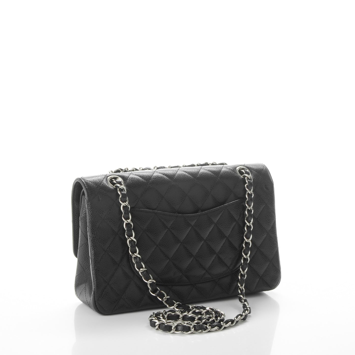 Caviar Quilted Medium Double Flap Black