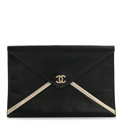 Chanel Lambskin Cocomail Envelope Clutch Black Light Gold 1 of 8