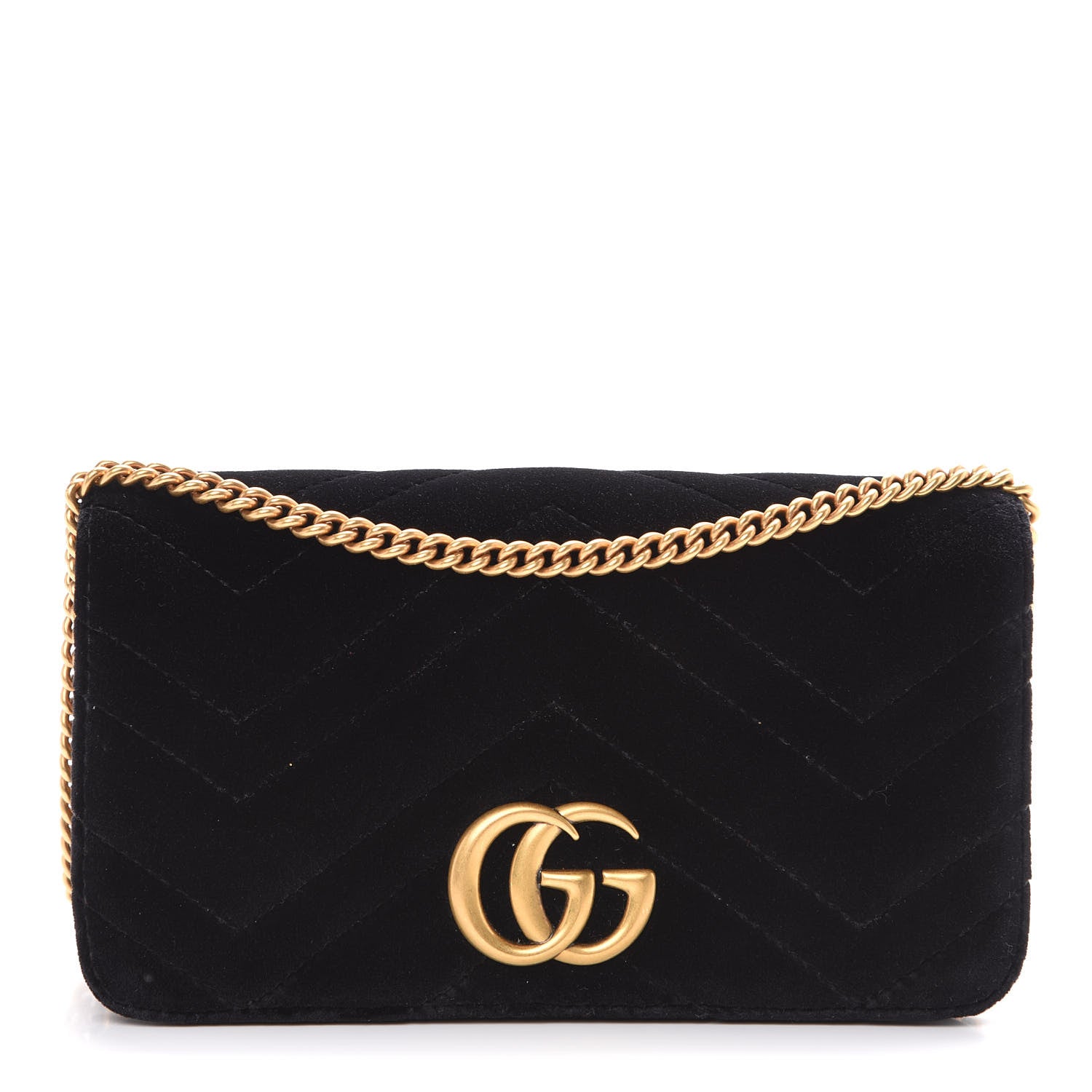 Gucci Velvet Matelasse GG Marmont Mini Bag Black 1 of 11
