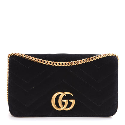 Gucci Velvet Matelasse GG Marmont Mini Bag Black 1 of 11