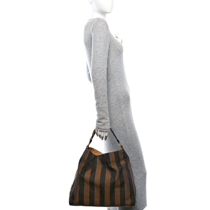 Fendi Pequin Cuoio Vegetale Large Hobo Tobacco Black Cuoio 3 of 11