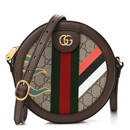 Gucci GG Supreme Monogram Equestrian Web Mini Ophidia Round Shoulder Bag Brown 1 of 11