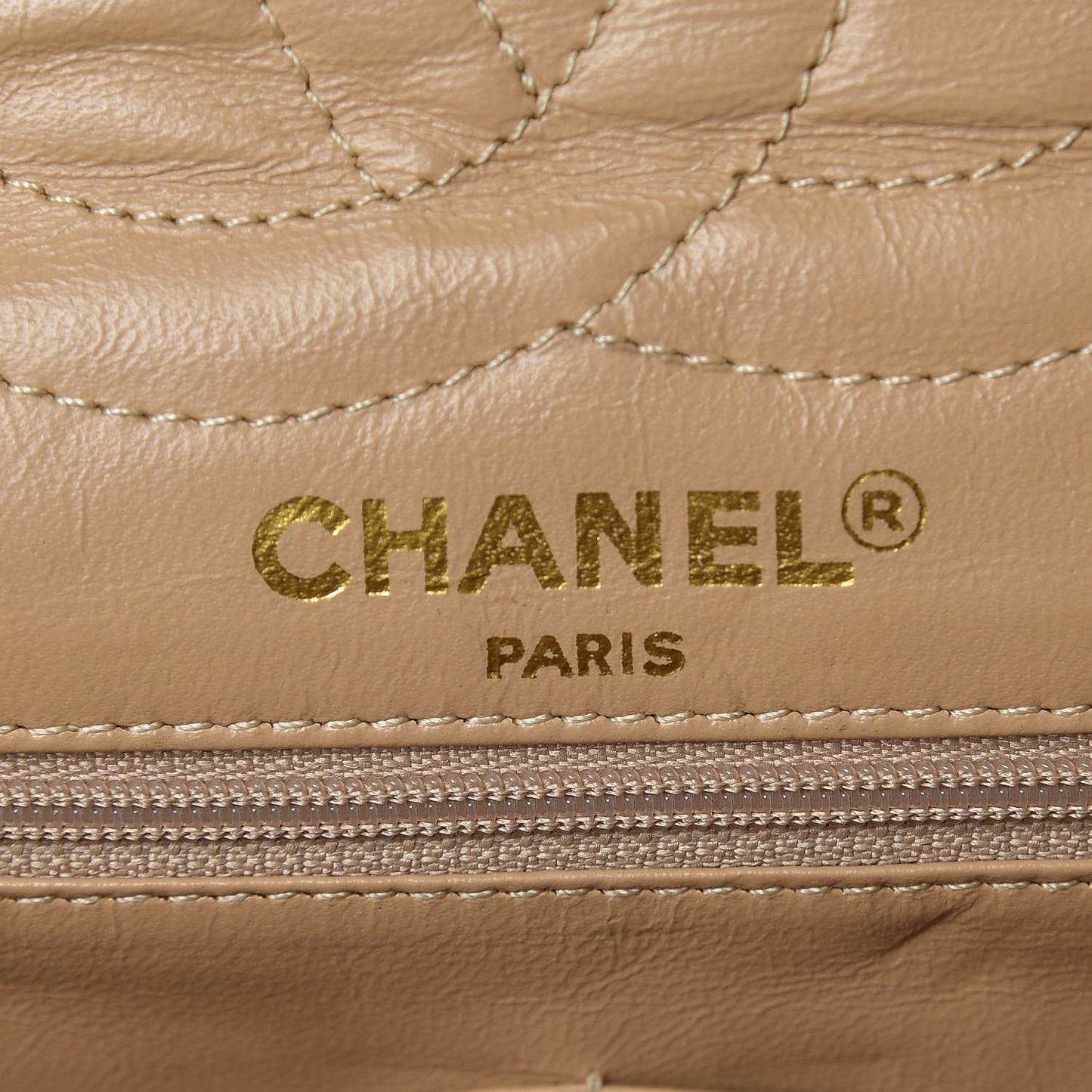 Lambskin Quilted Medium Double Flap Beige