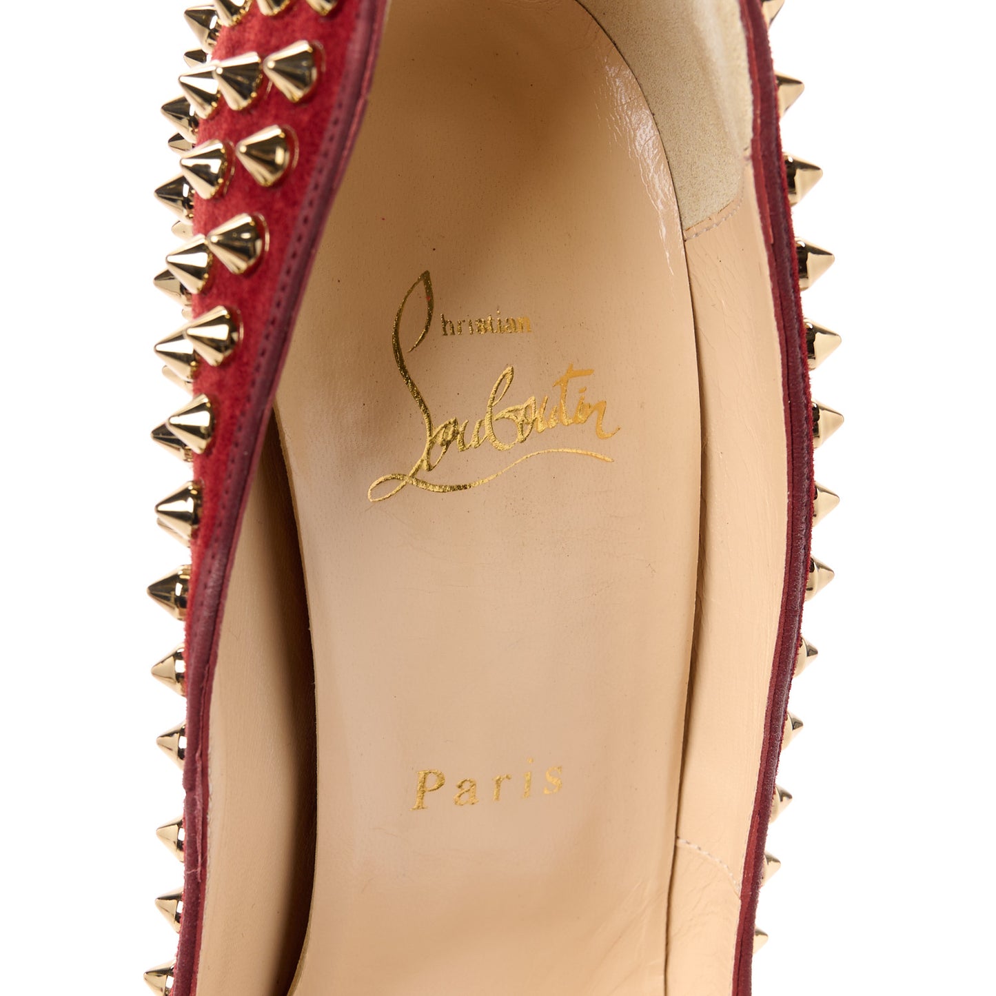 Veau Velours Calf Hair Leopard Lady Peep Spikes 150 Pumps 39.5 Red