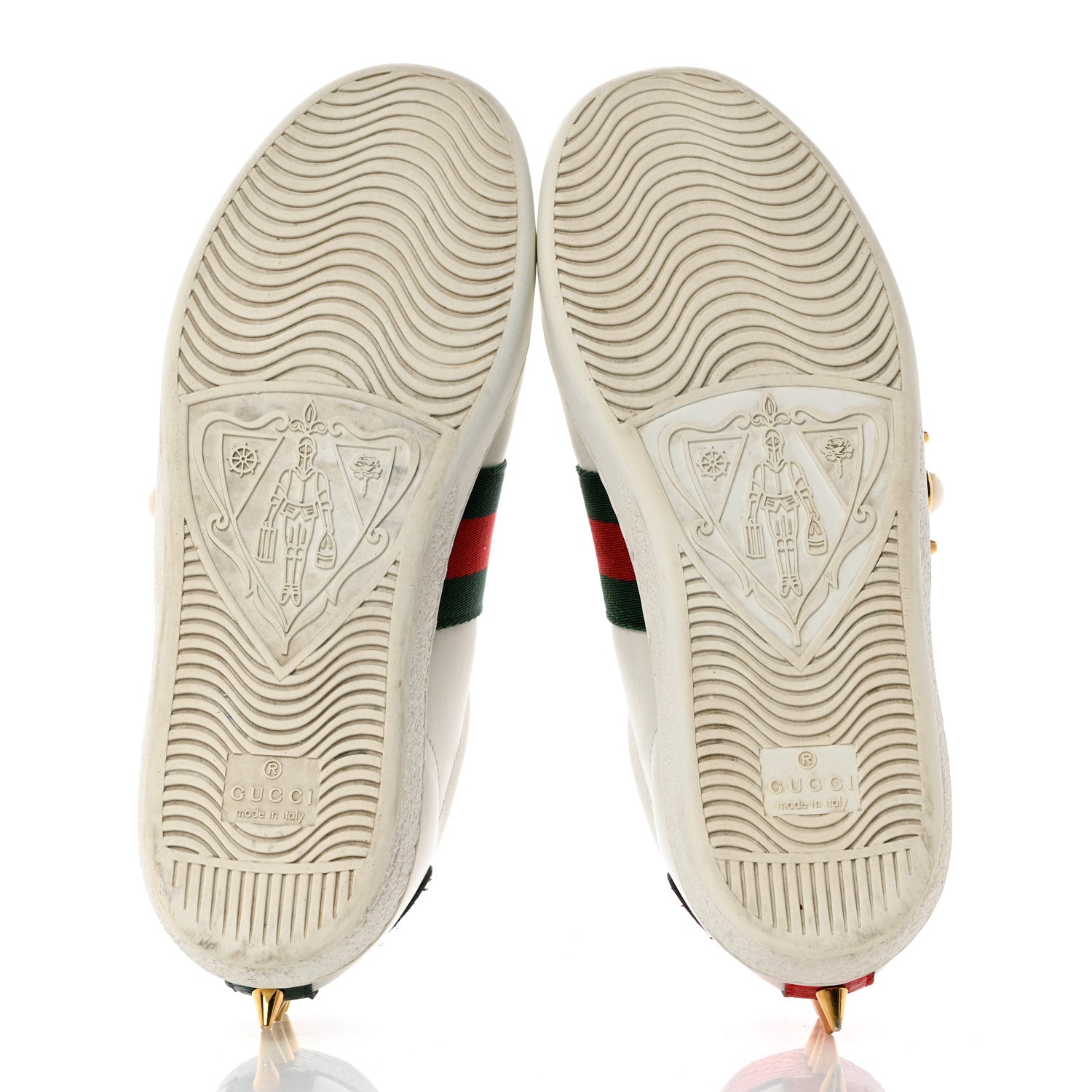 Gucci Calfskin Web Pearl Studded Womens Ace Sneakers 35 White 5 of 8