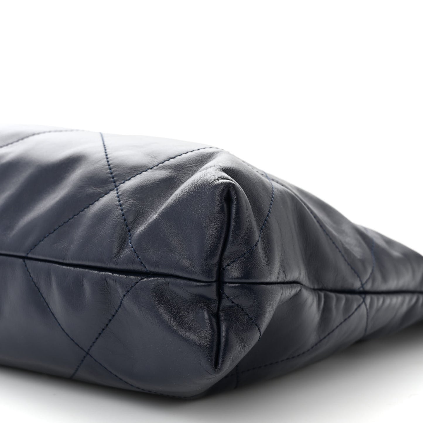 Shiny Calfskin Quilted Chanel 22 Navy Blue
