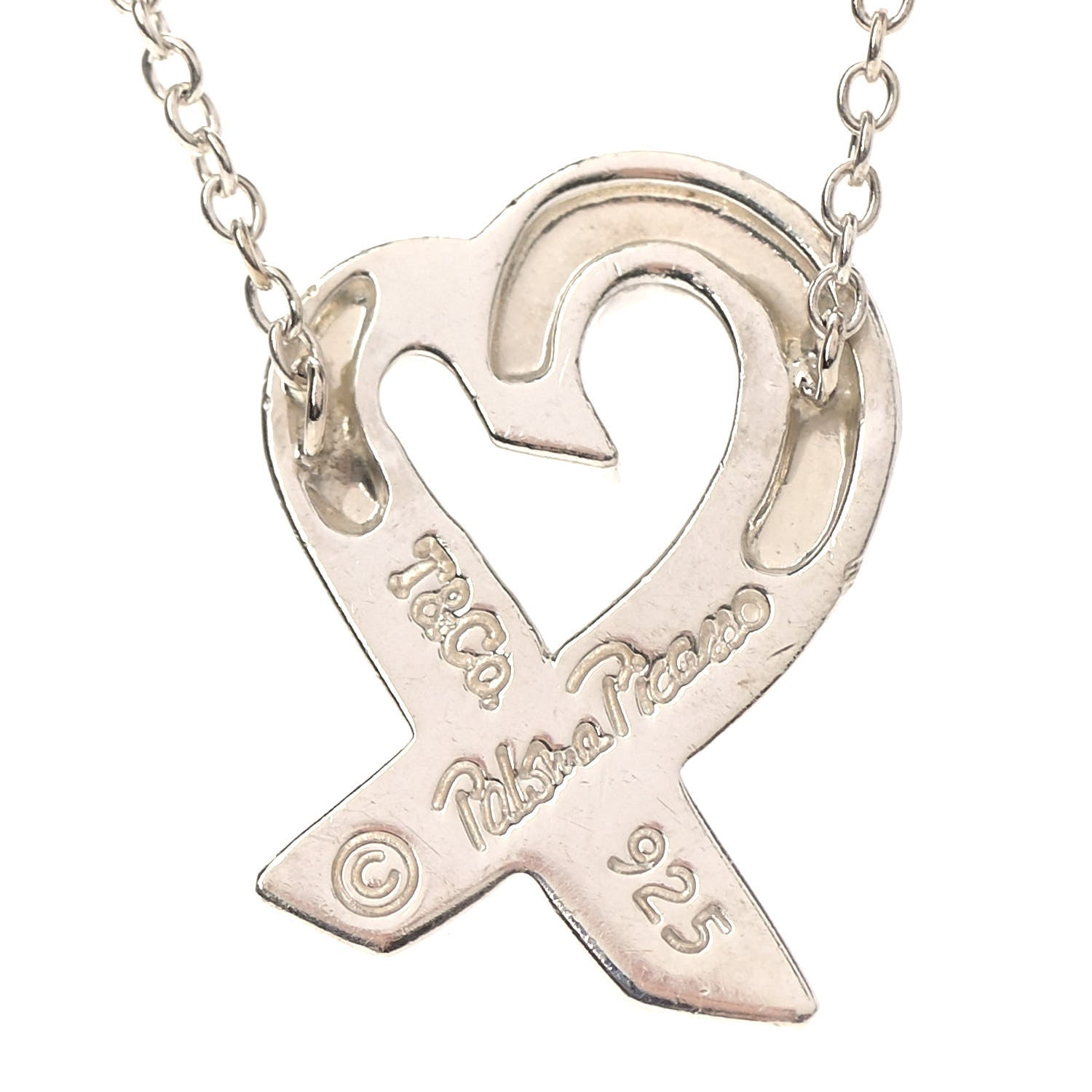 Tiffany Sterling Silver Small Paloma Picasso Loving Heart Pendant Necklace 4 of 6