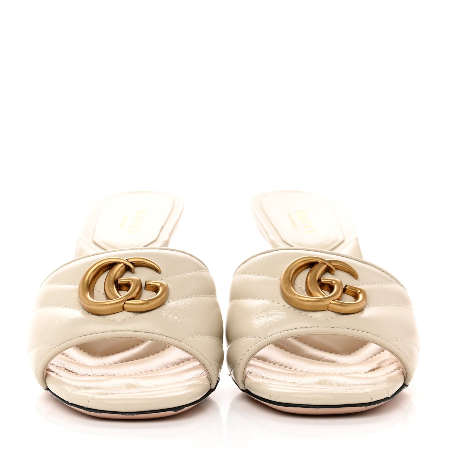 Nappa Matelasse GG Marmont 75mm Slide Sandals 36.5 Mystic White