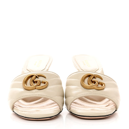 Gucci Nappa Matelasse GG Marmont 75mm Slide Sandals 36.5 Mystic White 2 of 9