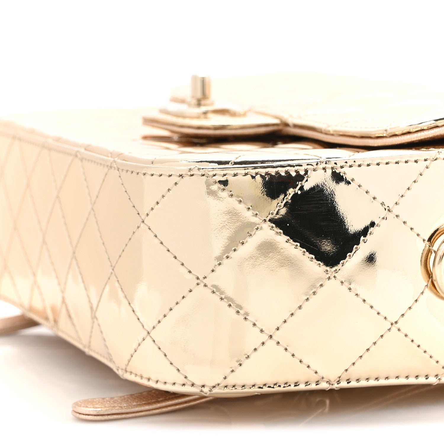 Chanel Mirror Calfskin Metallic Calfskin Quilted Hollywood Boulevard Backpack With Coin Purse Gold 10 of 12