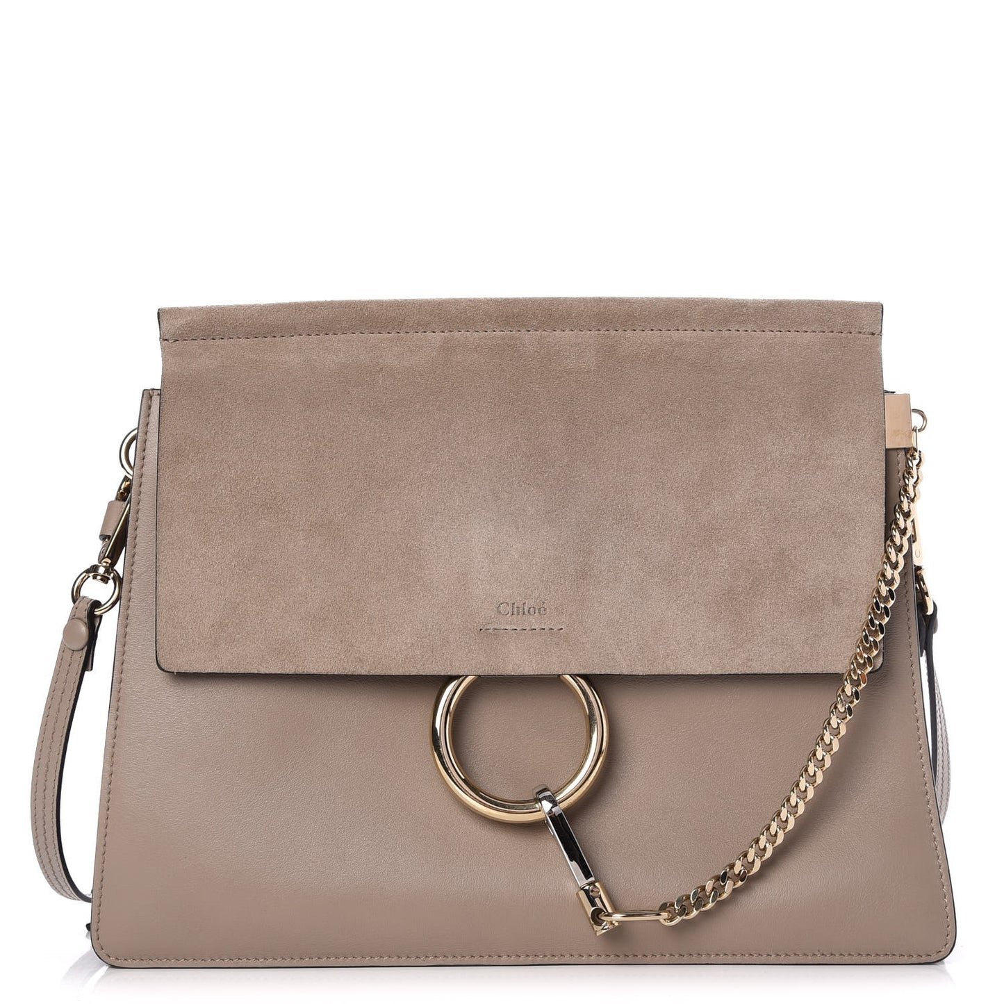 Calfskin Suede Medium Faye Shoulder Bag Motty Grey
