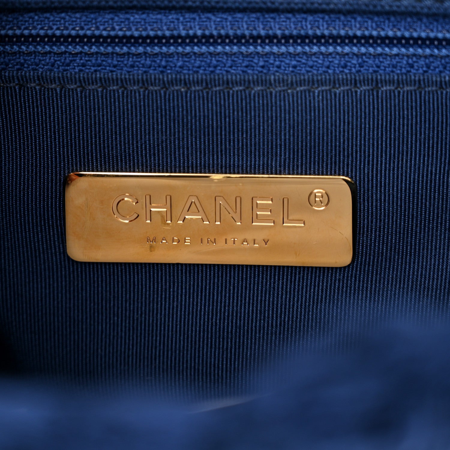 Chanel Cotton Canvas Quilted Medium 19 Flap Navy Blue 6 of 12