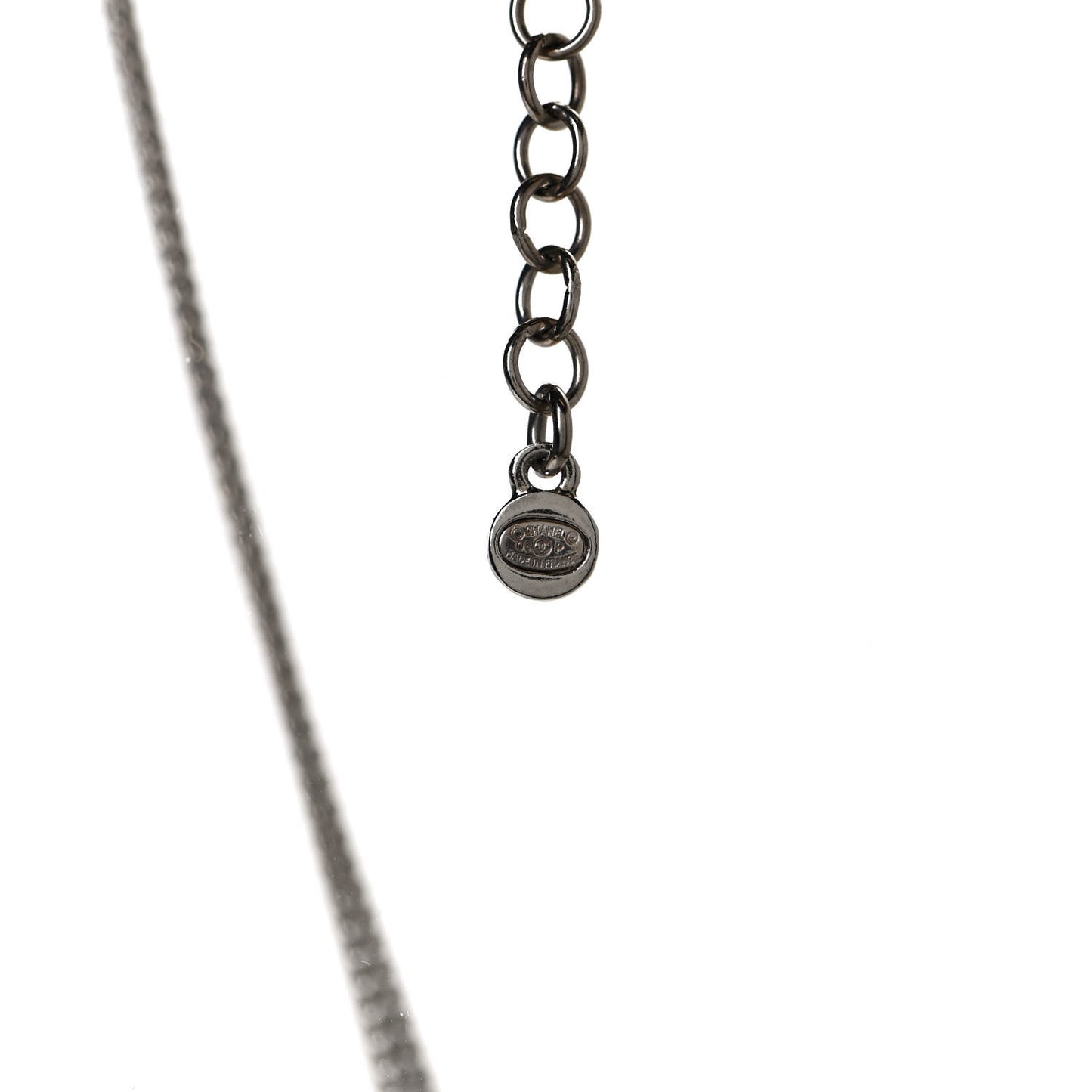 Baguette Crystal Coco Love CC Pendant Necklace Silver Black
