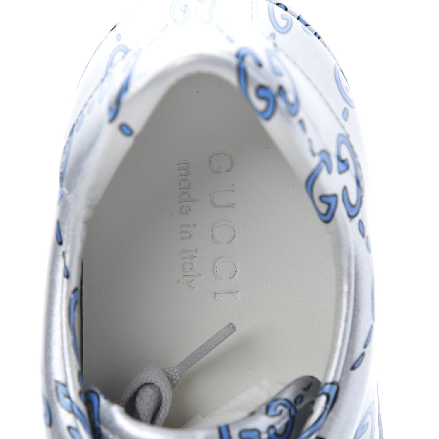 Gucci Miro Rubber Wax GucciGhost Print Mens New Ace Sneakers 7.5 Silver 7 of 8