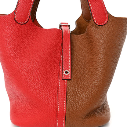 Hermes Taurillon Clemence Casaque Picotin Lock 22 MM Gold Rouge De Coeur 8 of 10