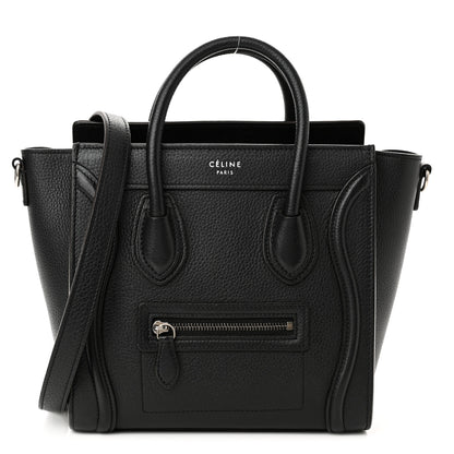 Celine Drummed Calfskin Nano Luggage Black 1 of 9