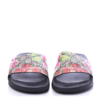 Gucci GG Supreme Monogram Blooms Slide Sandals 37 Beige Multicolor 2 of 10