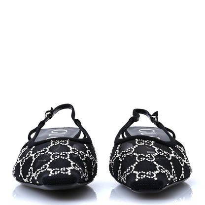 Gucci Tela Retino Kid Scamosciato Crystal GG Monogram Square G 35mm Slingback Pumps 38.5 Black 3 of 8
