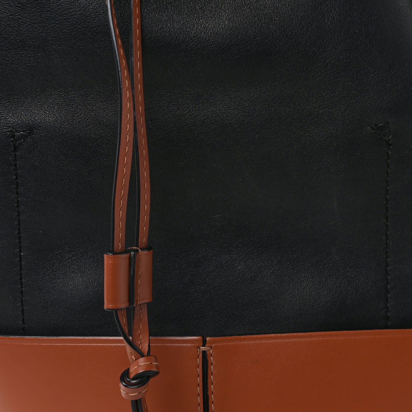Calfskin Balloon Bucket Bag Black Tan