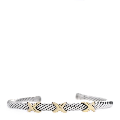 David Yurman Sterling Silver 14K Yellow Gold 5mm Triple X Cable Bracelet 1 of 4