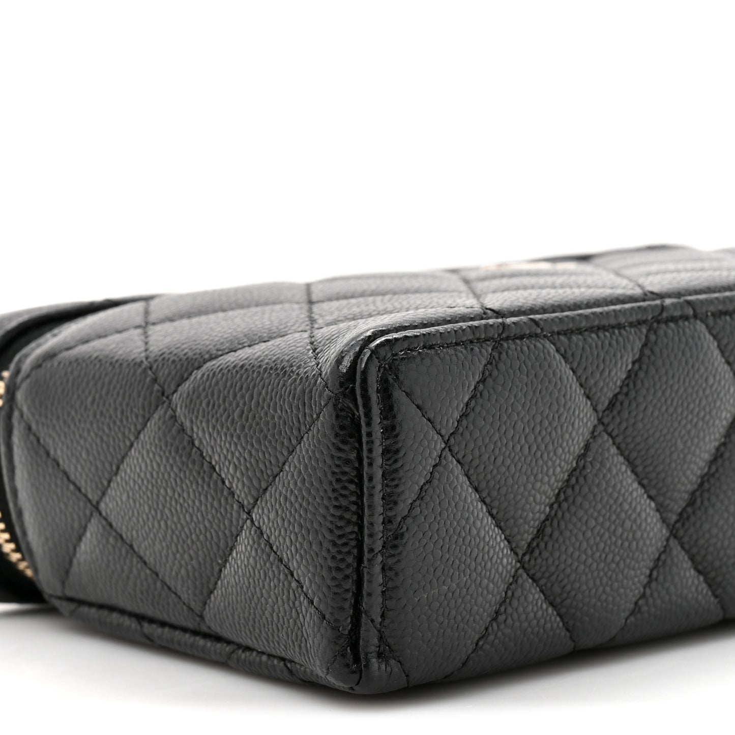 Caviar Quilted Top Handle Slim Vanity With Chain Black