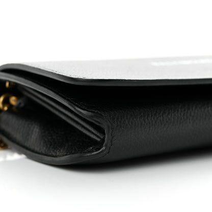 Balenciaga Grained Calfskin Logo Cash Continental Wallet on Chain Black White 9 of 10
