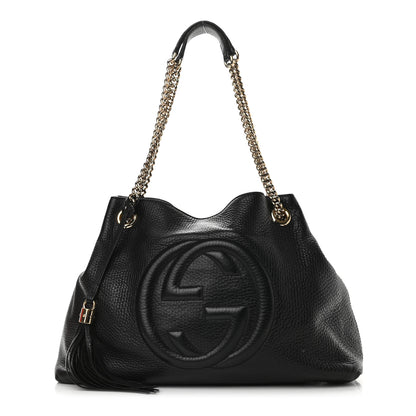 Gucci Pebbled Calfskin Medium Soho Chain Shoulder Bag Black 1 of 13