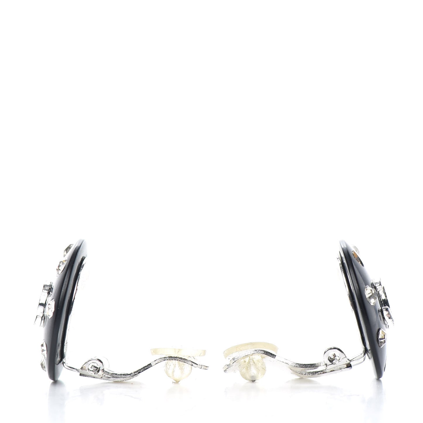 Crystal CC Clip On Earrings Black