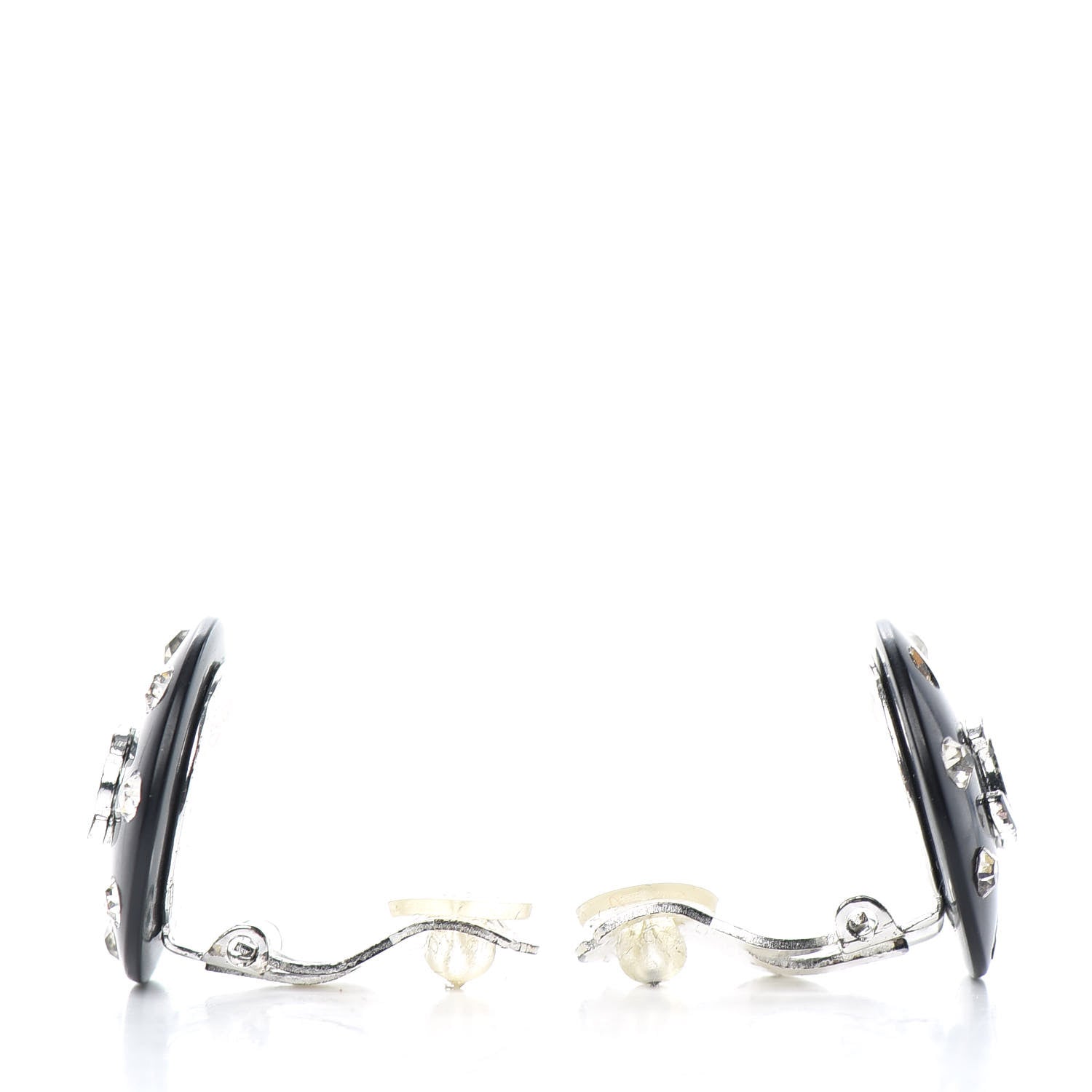 Chanel Crystal CC Clip On Earrings Black 3 of 4