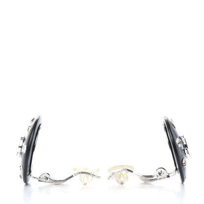 Chanel Crystal CC Clip On Earrings Black 3 of 4