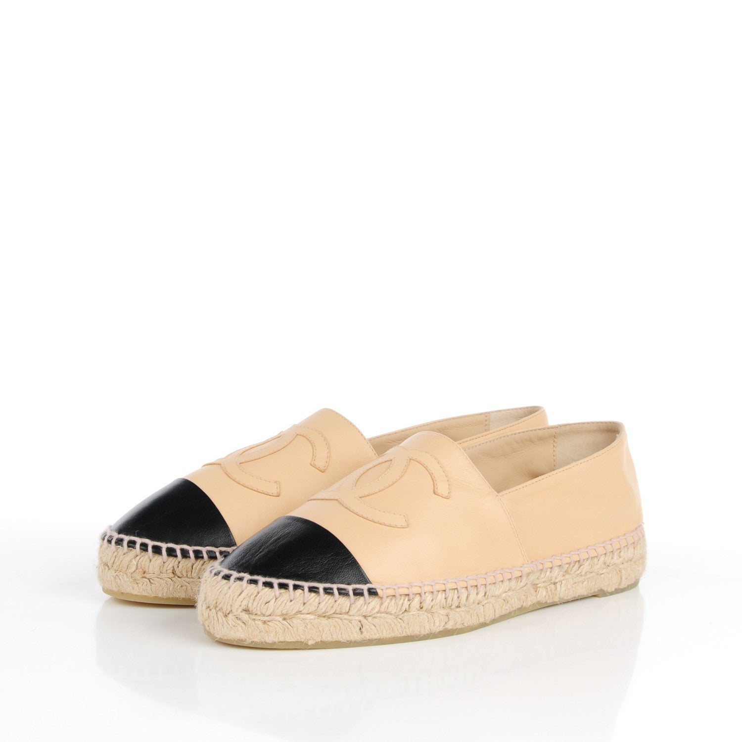 Chanel Lambskin CC Espadrilles 39 Beige Black 3 of 11