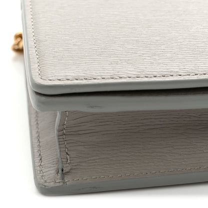 Gucci Textured Calfskin Script Logo Wallet On Chain Grey 10 of 10