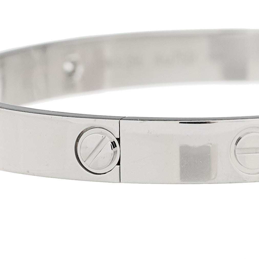 Cartier 18K White Gold 4 Diamond LOVE Bracelet 17 5 of 9