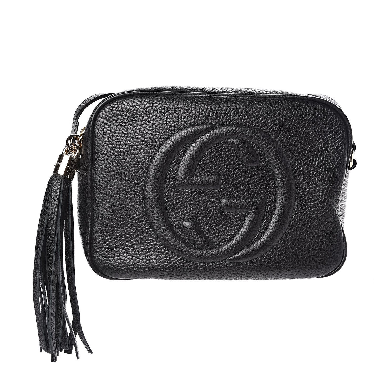 Pebbled Calfskin Small Soho Disco Bag Black