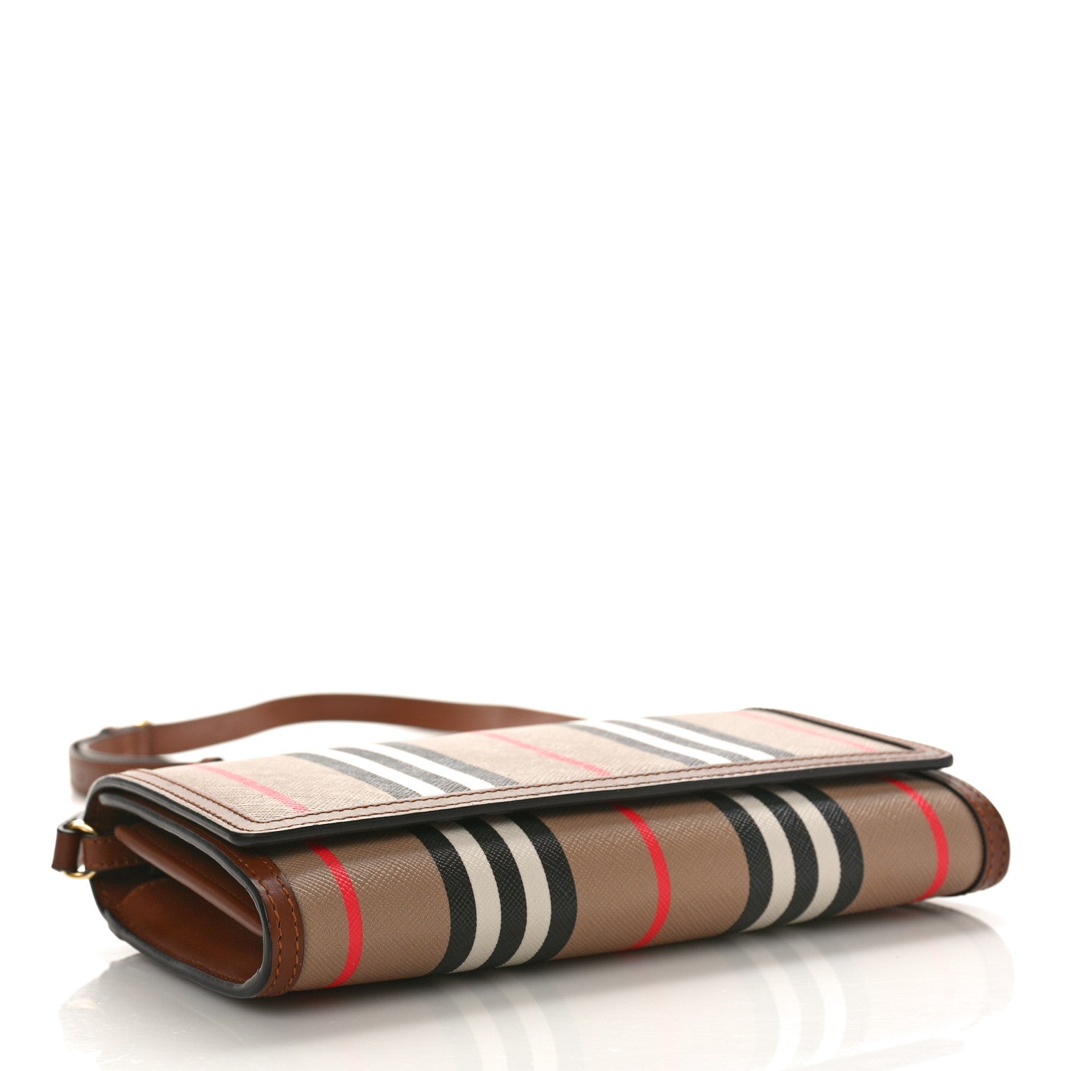 Burberry E-Canvas Icon Stripe Hannah Wallet With Detachable Strap Archive Beige Tan 4 of 8